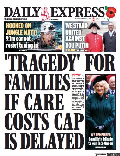 Daily Express Newspaper Front Page (UK) for 11 November 2022