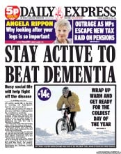 Daily Express (UK) Newspaper Front Page for 11 December 2012