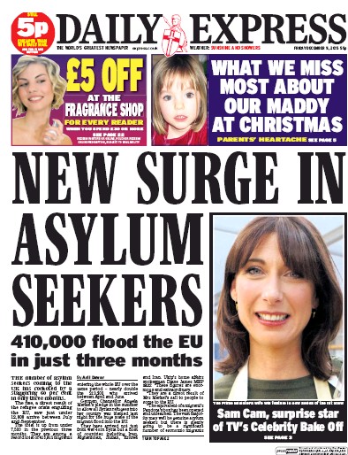 Daily Express Newspaper Front Page (UK) for 11 December 2015