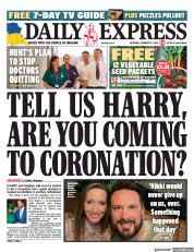 Daily Express (UK) Newspaper Front Page for 11 February 2023