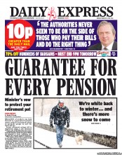 Daily Express (UK) Newspaper Front Page for 11 March 2013