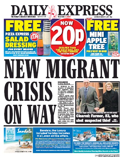 Daily Express Newspaper Front Page (UK) for 11 March 2017