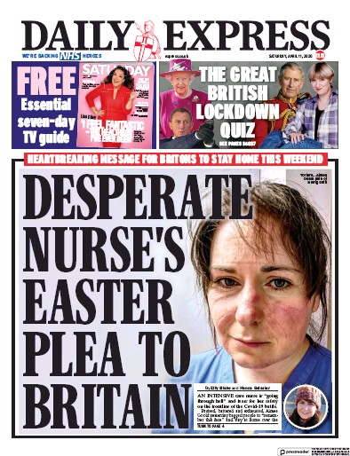 Daily Express Newspaper Front Page (UK) for 11 April 2020