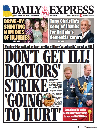 Daily Express Newspaper Front Page (UK) for 11 April 2023