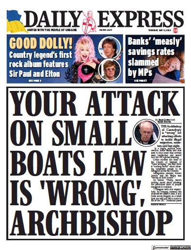 Daily Express Newspaper Front Page (UK) for 11 May 2023
