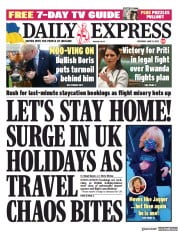 Daily Express (UK) Newspaper Front Page for 11 June 2022