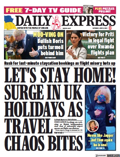 Daily Express Newspaper Front Page (UK) for 11 June 2022