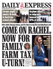 Daily Express front page for 11 June 2025