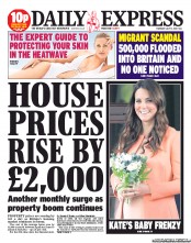 Daily Express Newspaper Front Page (UK) for 11 July 2013