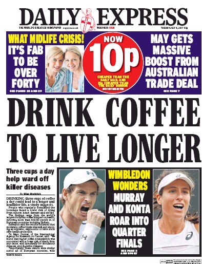Daily Express Newspaper Front Page (UK) for 11 July 2017