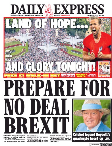 Daily Express Newspaper Front Page (UK) for 11 July 2018