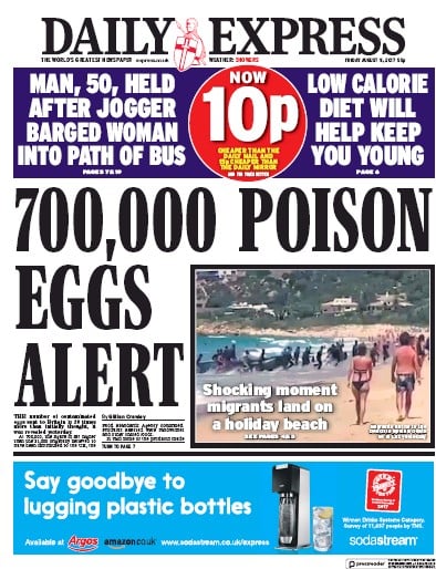 Daily Express Newspaper Front Page (UK) for 11 August 2017