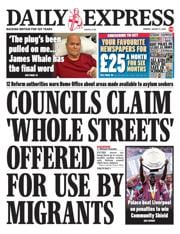 Daily Express front page for 11 August 2025