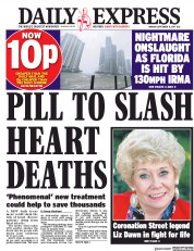 Daily Express (UK) Newspaper Front Page for 11 September 2017