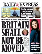 Daily Express (UK) Newspaper Front Page for 11 September 2020