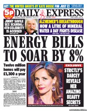 Daily Express (UK) Newspaper Front Page for 12 October 2012