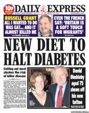 Daily Express (UK) Newspaper Front Page for 12 November 2013