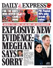 Daily Express (UK) Newspaper Front Page for 12 November 2021