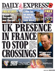 Daily Express front page for 12 November 2022