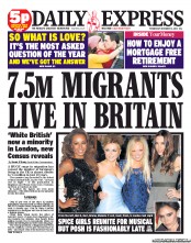 Daily Express (UK) Newspaper Front Page for 12 December 2012