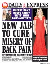 Daily Express (UK) Newspaper Front Page for 12 December 2013
