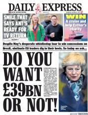 Daily Express (UK) Newspaper Front Page for 12 December 2018