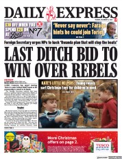 Daily Express front page for 12 December 2023