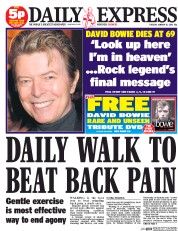 Daily Express (UK) Newspaper Front Page for 12 January 2016