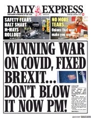 Daily Express (UK) Newspaper Front Page for 12 January 2022