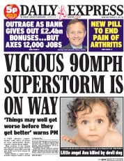 Daily Express (UK) Newspaper Front Page for 12 February 2014
