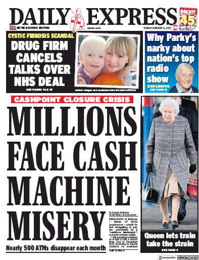 Daily Express Newspaper Front Page (UK) for 12 February 2019