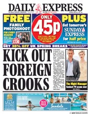 Daily Express (UK) Newspaper Front Page for 12 March 2016