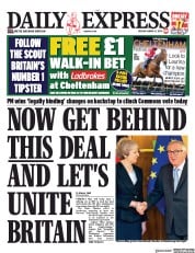 Daily Express (UK) Newspaper Front Page for 12 March 2019