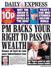 Daily Express (UK) Newspaper Front Page for 12 April 2016