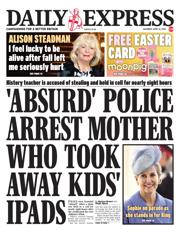 Daily Express front page for 12 April 2025
