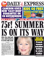 Daily Express (UK) Newspaper Front Page for 12 May 2014