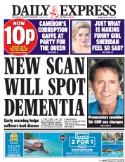 Daily Express (UK) Newspaper Front Page for 12 May 2016