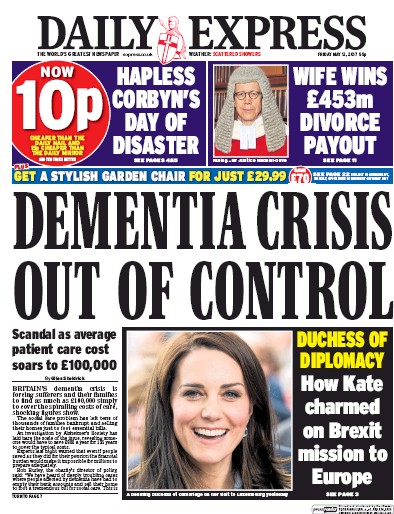Daily Express Newspaper Front Page (UK) for 12 May 2017