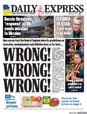 Daily Express (UK) Newspaper Front Page for 12 May 2023
