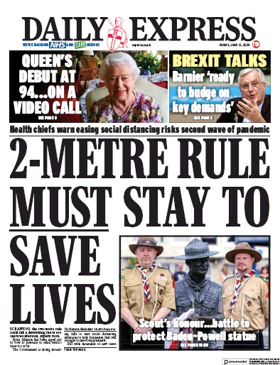 Daily Express Newspaper Front Page (UK) for 12 June 2020