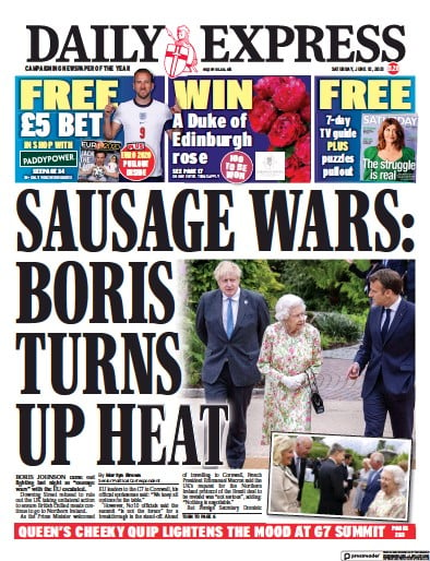 Daily Express Newspaper Front Page (UK) for 12 June 2021