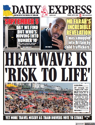 Daily Express Newspaper Front Page (UK) for 12 July 2022