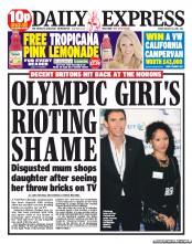 Daily Express (UK) Newspaper Front Page for 12 August 2011