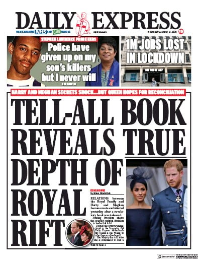 Daily Express Newspaper Front Page (UK) for 12 August 2020