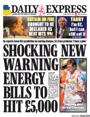 Daily Express (UK) Newspaper Front Page for 12 August 2022