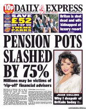 Daily Express (UK) Newspaper Front Page for 12 September 2011