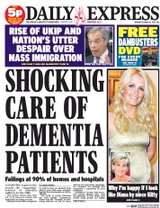 Daily Express (UK) Newspaper Front Page for 13 October 2014
