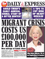 Daily Express (UK) Newspaper Front Page for 13 October 2015