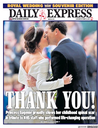 Daily Express Newspaper Front Page (UK) for 13 October 2018