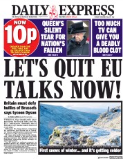 Daily Express (UK) Newspaper Front Page for 13 November 2017